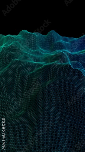 Abstract landscape background. Cyberspace purple grid. hi tech network. 3D illustration © Plastic man