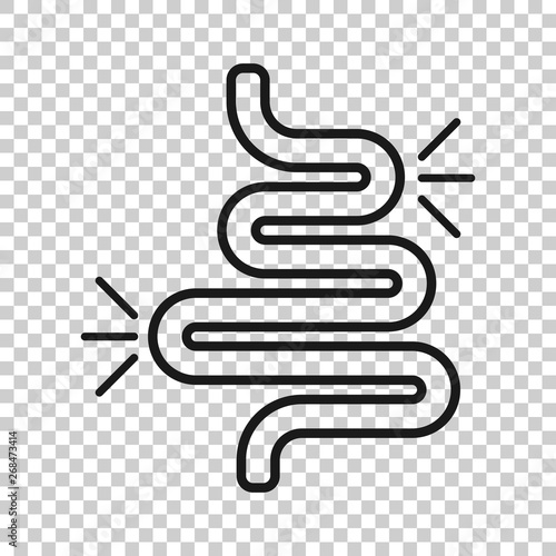 Gut constipation icon in transparent style. Colitis vector illustration on isolated background. Stomach business concept.