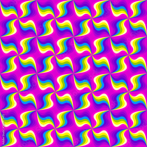 Colorful rainbow background. Spin illusion. Seamless pattern.