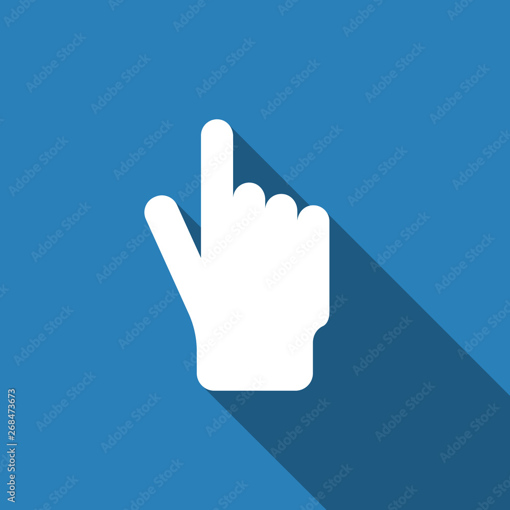 Click here the button hand icon. Simple modern design illustration. Click here the button hand icon. Simple modern design illustration.