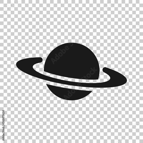 Saturn icon in transparent style. Planet vector illustration on isolated background. Galaxy space business concept.