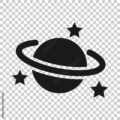 Saturn icon in transparent style. Planet vector illustration on isolated background. Galaxy space business concept.