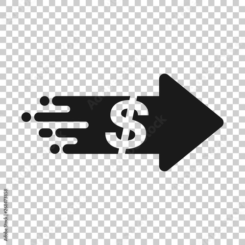 Transfer money icon in transparent style. Dollar vector illustration on isolated background. Payment business concept.