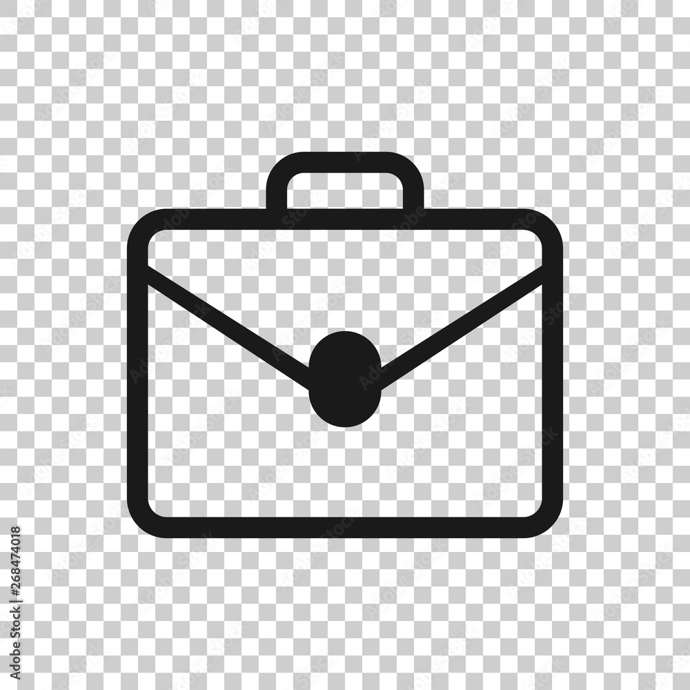 Briefcase sign icon in transparent style. Suitcase vector illustration on isolated background. Baggage business concept.