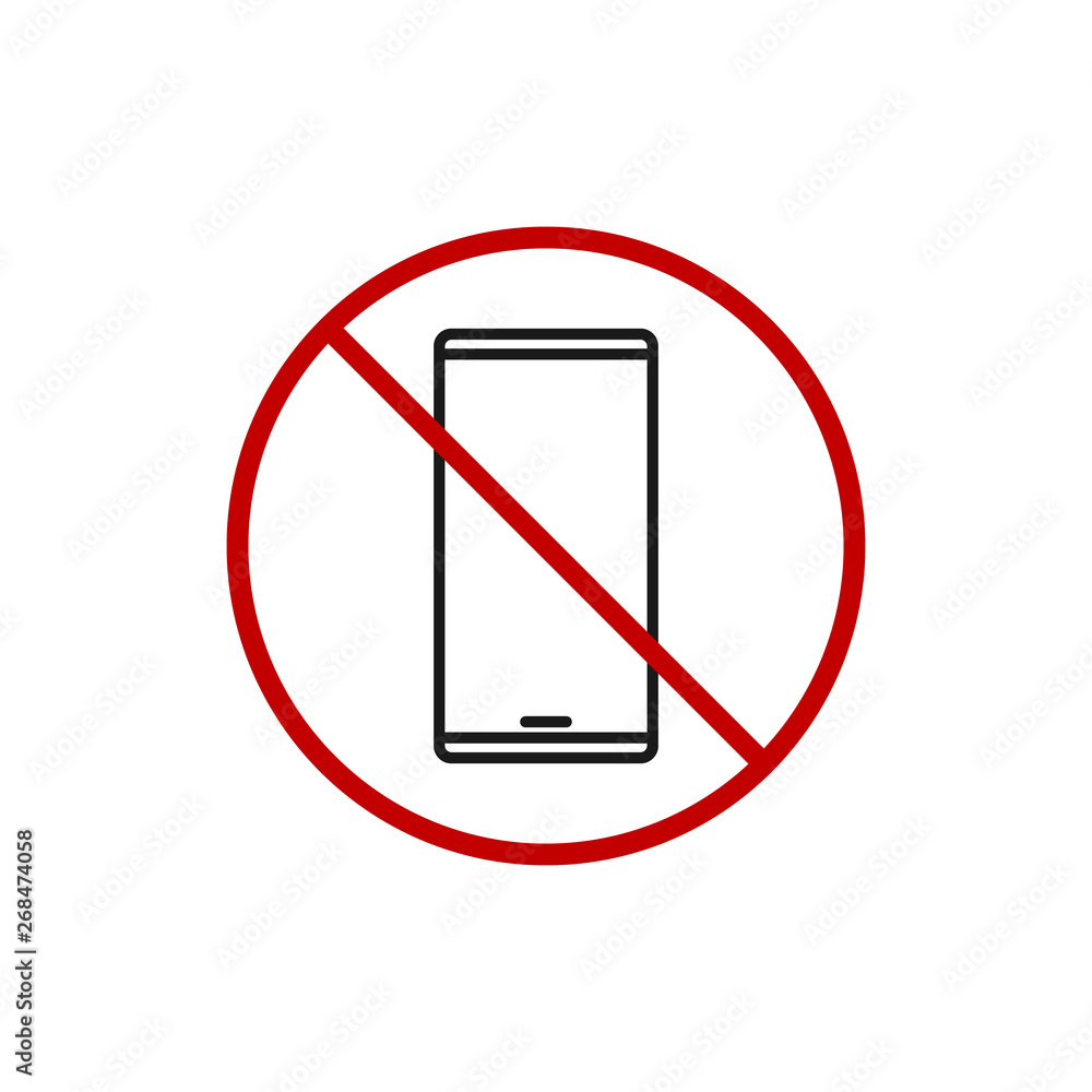 Forbidden Phone Use Sign No Smartphone Icon. Simple modern illustration Forbidden Phone Use Sign No Smartphone Icon. Simple modern illustration