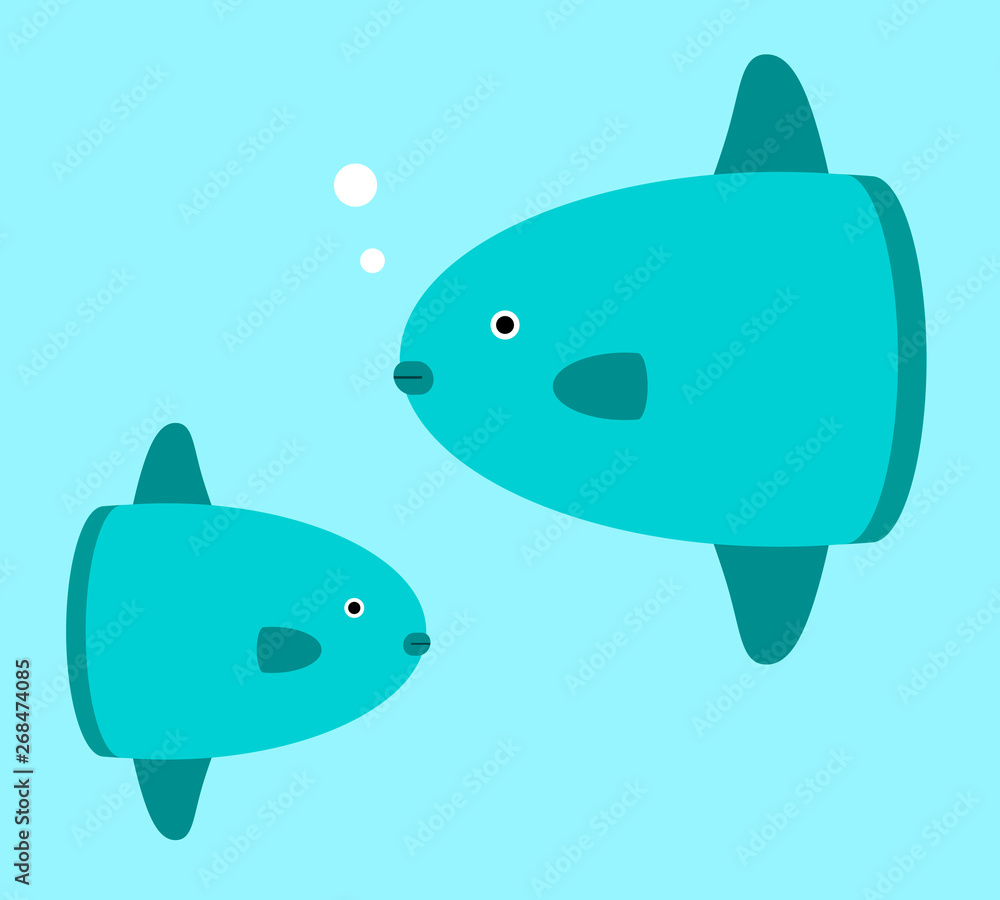 水中を泳ぐマンボウ達 Stock イラスト Adobe Stock
