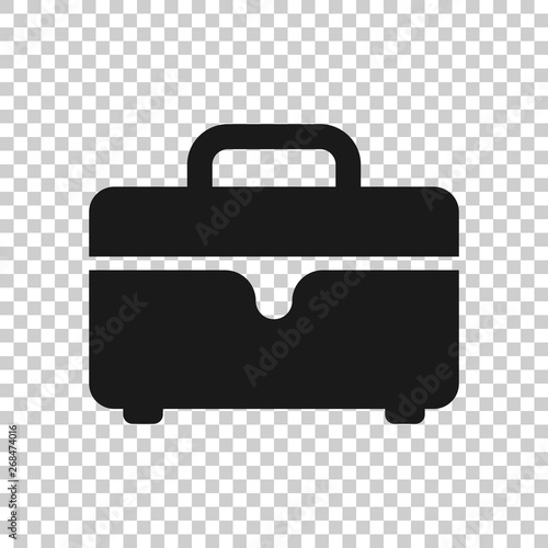 Briefcase sign icon in transparent style. Suitcase vector illustration on isolated background. Baggage business concept.