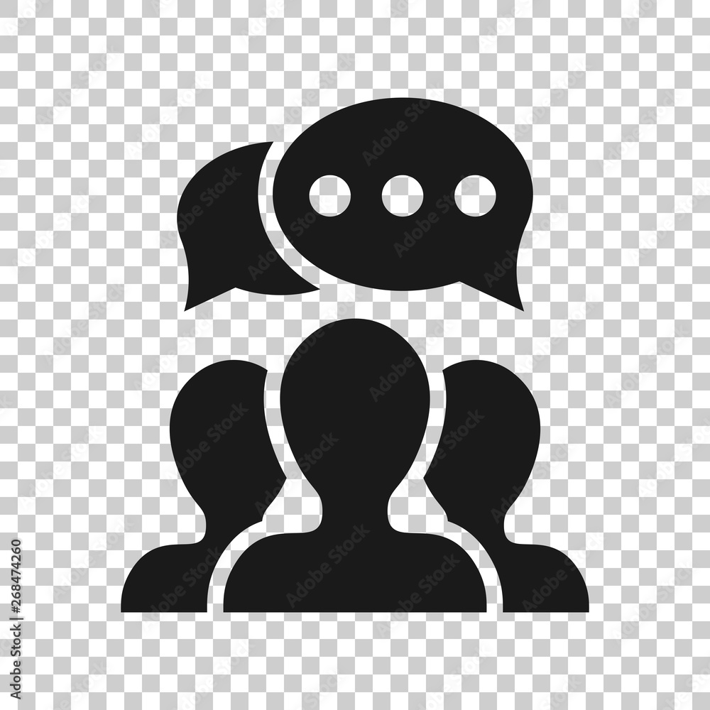 Vecteur Stock Speak chat sign icon in transparent style. Bubble dialog  vector illustration on isolated background. Team discussion button business  concept. | Adobe Stock