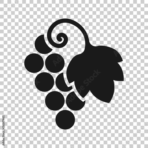 Grape fruits sign icon in transparent style. Grapevine vector illustration on isolated background. Wine grapes business concept.