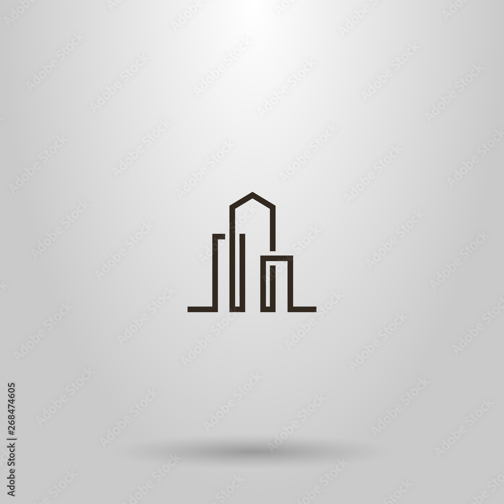 black and white simple vector line art abstract sign of three high-rise buildings black and white simple vector line art abstract sign of three high-rise buildings