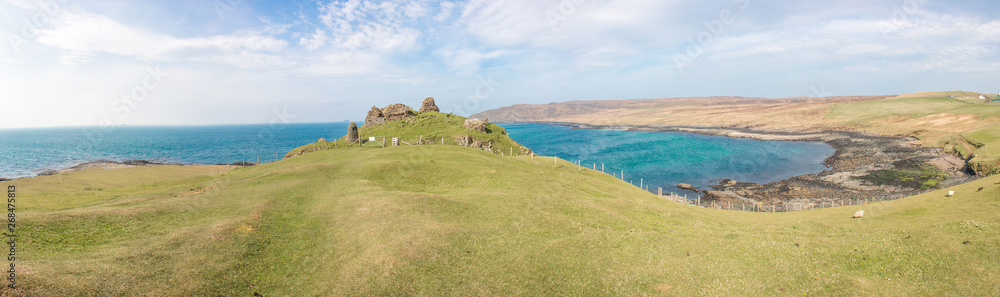 Bay at Duntulm Castle Trotternish Panorama Highlands Isle of Skye Scotland