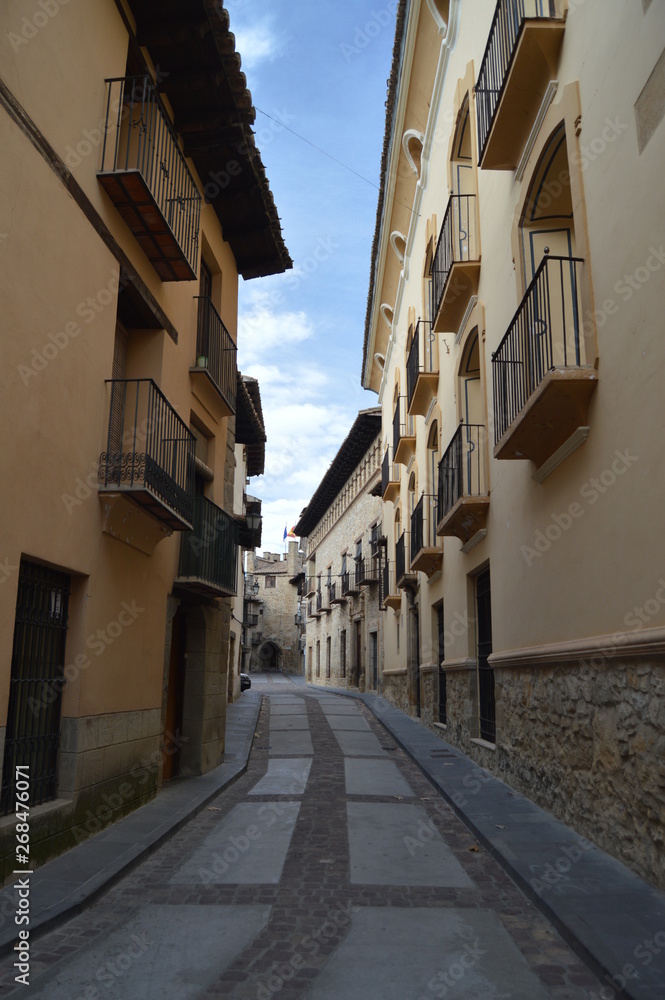 December 27, 2013. Marvelous Houses In Medieval Streets In Rubielos De Mora, Teruel, Aragon, Spain. Travel, Nature, Landscape, Vacation, Architecture.