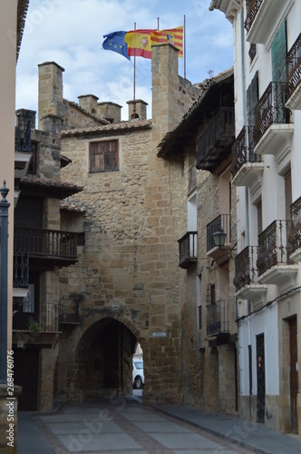 December 27, 2013. Beautiful Entrance to the Medieval Historic Town Hall in Rubielos De Mora, Teruel, Aragon, Spain. Travel, Nature, Landscape, Vacation, Architecture. photo