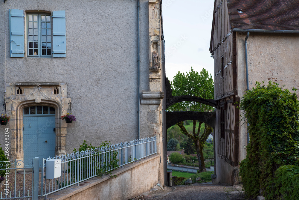 Fototapeta premium Old houses in Bourbon Lancy in Burgundy, France
