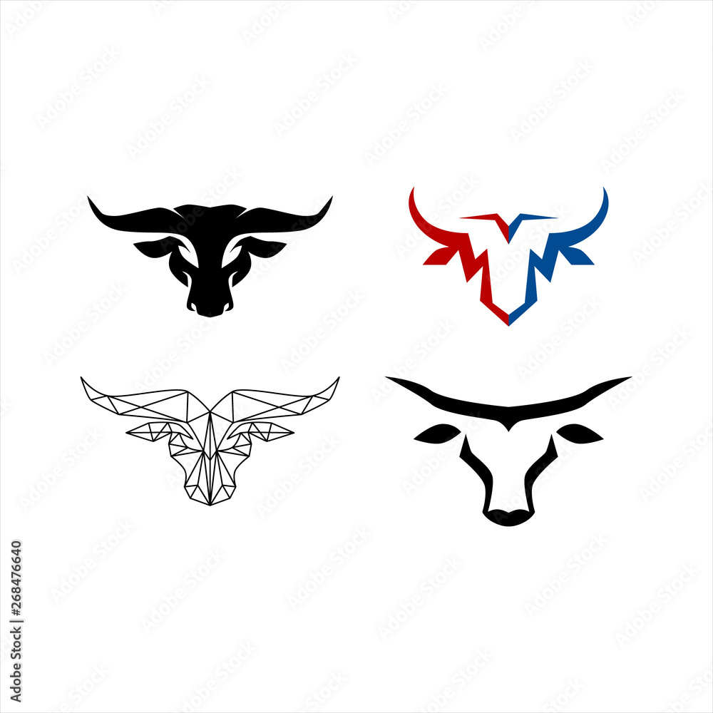 BULLS HEAD MASCOT LOGO DESIGN BULLS HEAD MASCOT LOGO DESIGN