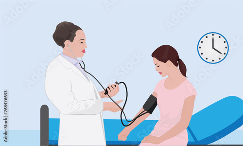 Blood pressure measuring  cardio exam  visit to a doctor