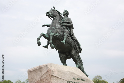 monument to Tsar Peter the Great on a stone pedestal   