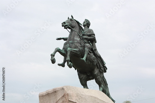 monument to Tsar Peter the Great on a stone pedestal   