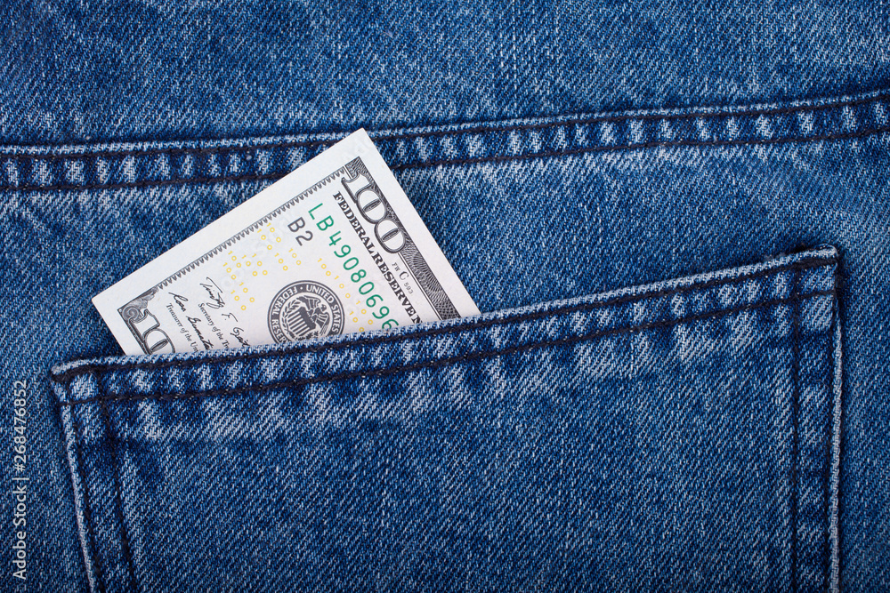 U.S. hundred dollars in the back jeans pocket U.S. hundred dollars in the back jeans pocket