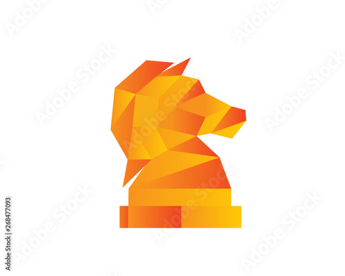 Modern Geometric Polygonal Chess Horse Logo In Isolated White Background