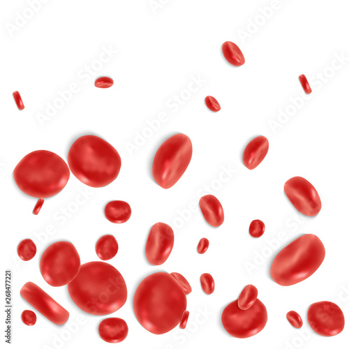 Red blood cell flowing in vein or artery. Vector illustration. Healthcare and medical zoom concept.