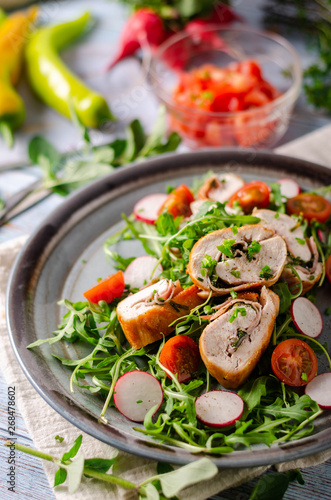 Chicken roulade with fresh salad