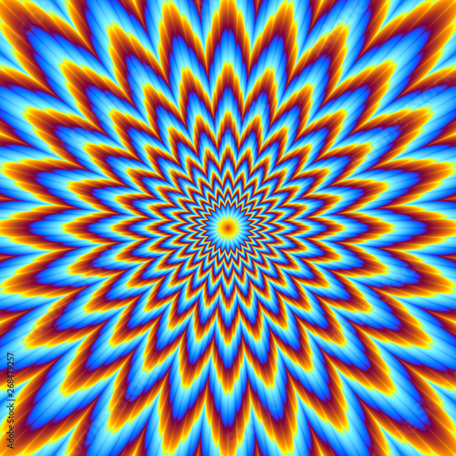 Pulsing blue flower. Optical illusion of movement.