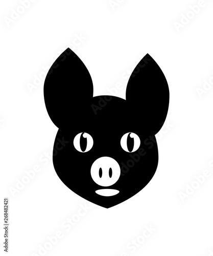 Pig's head - black icon