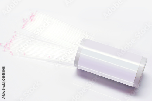Top view and closeup of medical capillary glass tube spread and container on gray background.  Designed for both safe blood collection as well as accurate micro-hematocrit determinations Precision.