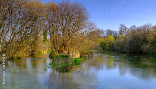 The River Itchen in spring at Ovington, Hampshire, UK