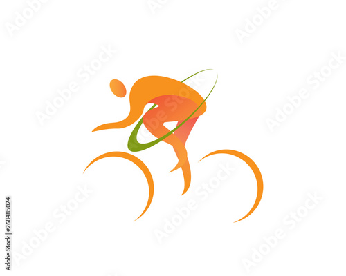Modern Passionate Cyclist Athlete Logo In Isolated White Background Illustration