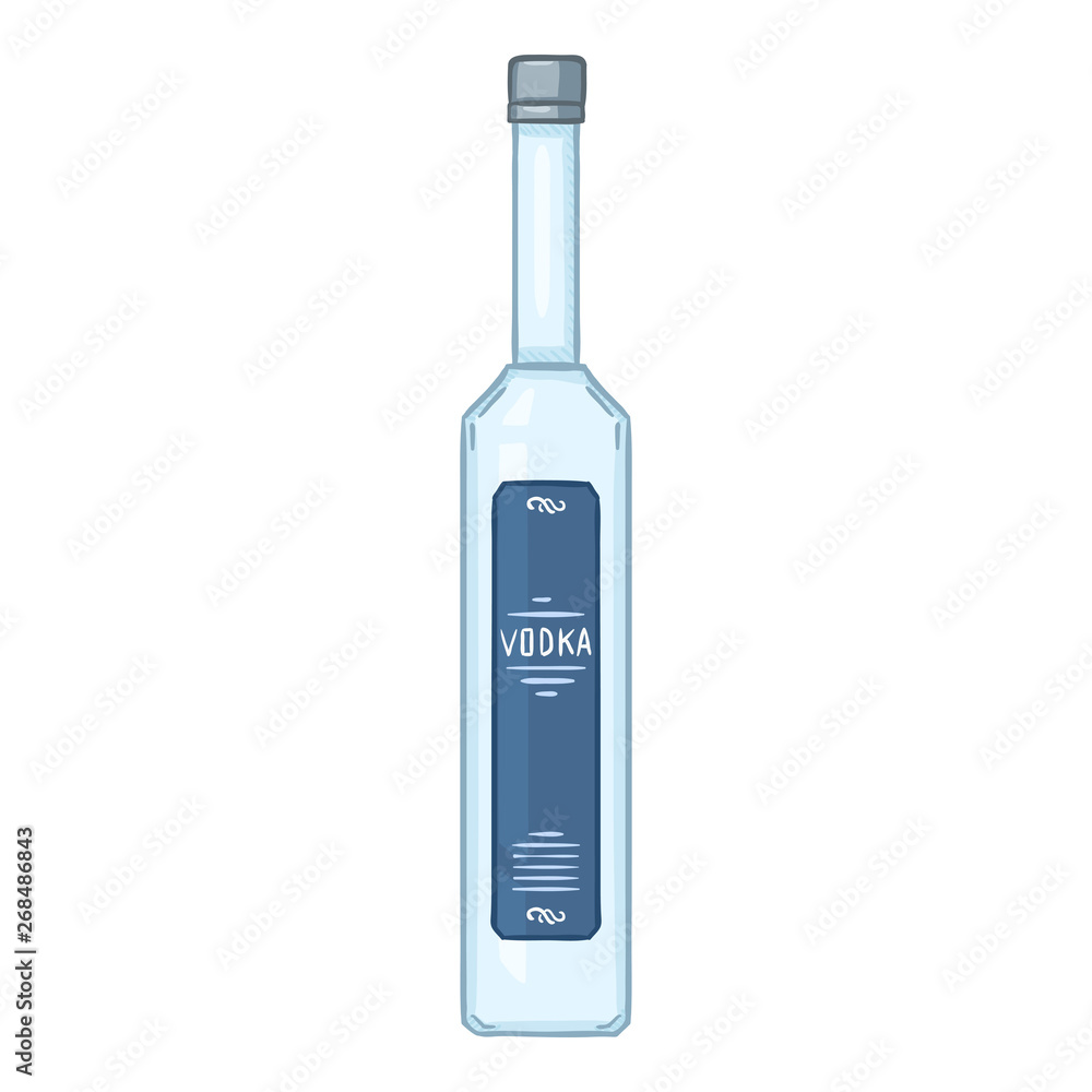 Vector Cartoon Illustration - Bottle of Vodka Vector Cartoon Illustration - Bottle of Vodka