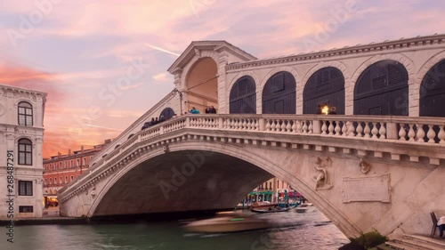 venice timelapse of rialto bridge from sunset to night italy