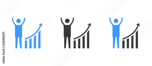 Businessman upwards icon vector - Glyph sign illustration
