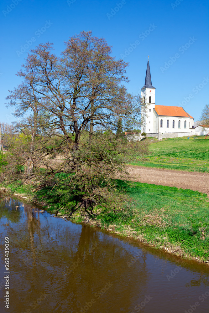 Church at the river Altmuehl in Bavaria Church at the river Altmuehl in Bavaria