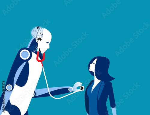New kind of doctor technology. Concept health vector illustration, Artificial intelligence, Robot, Cyborg.