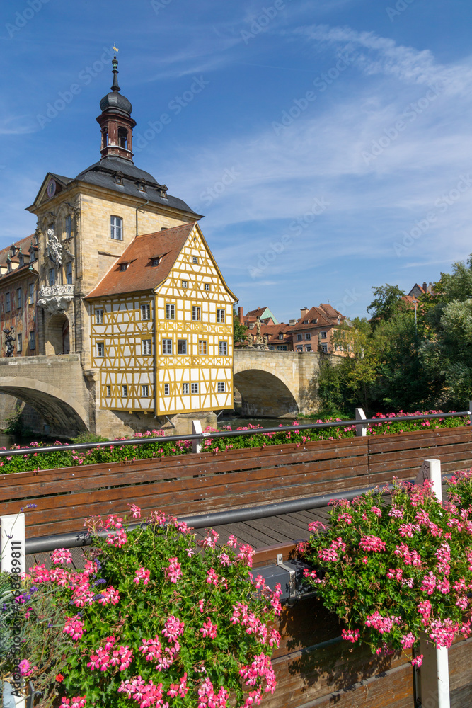 Blick auf das alte Rathaus in Bamberg, Bayern Deutschland