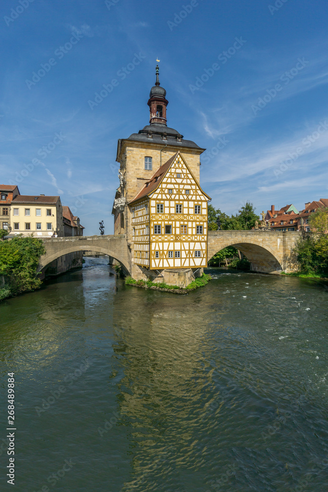 Blick auf das alte Rathaus in Bamberg, Bayern Deutschland