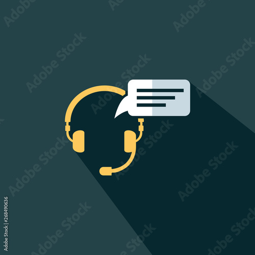 Hotline support service with headphones - the concept of consultation vector - Flat illustration