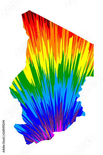 Chad - map is designed rainbow abstract colorful pattern, Republic of Chad map made of color explosion,