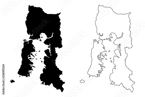 Los Lagos Region (Republic of Chile, Administrative divisions of Chile) map vector illustration, scribble sketch Los Lagos map....
