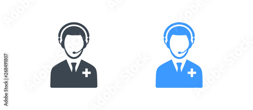 Medical call center icon - health support sign - Glyph vector