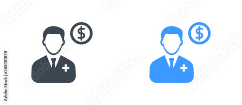 Doctor Finance Icon - Medical finance glyph sign - vector