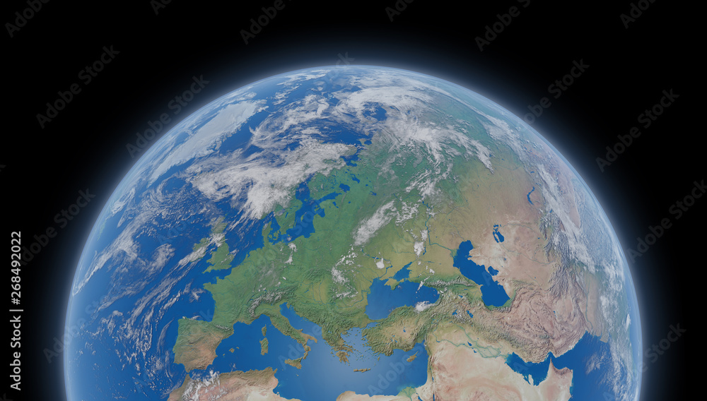 Fototapeta premium View of blue planet Earth in space 3D rendering elements of this image furnished by NASA