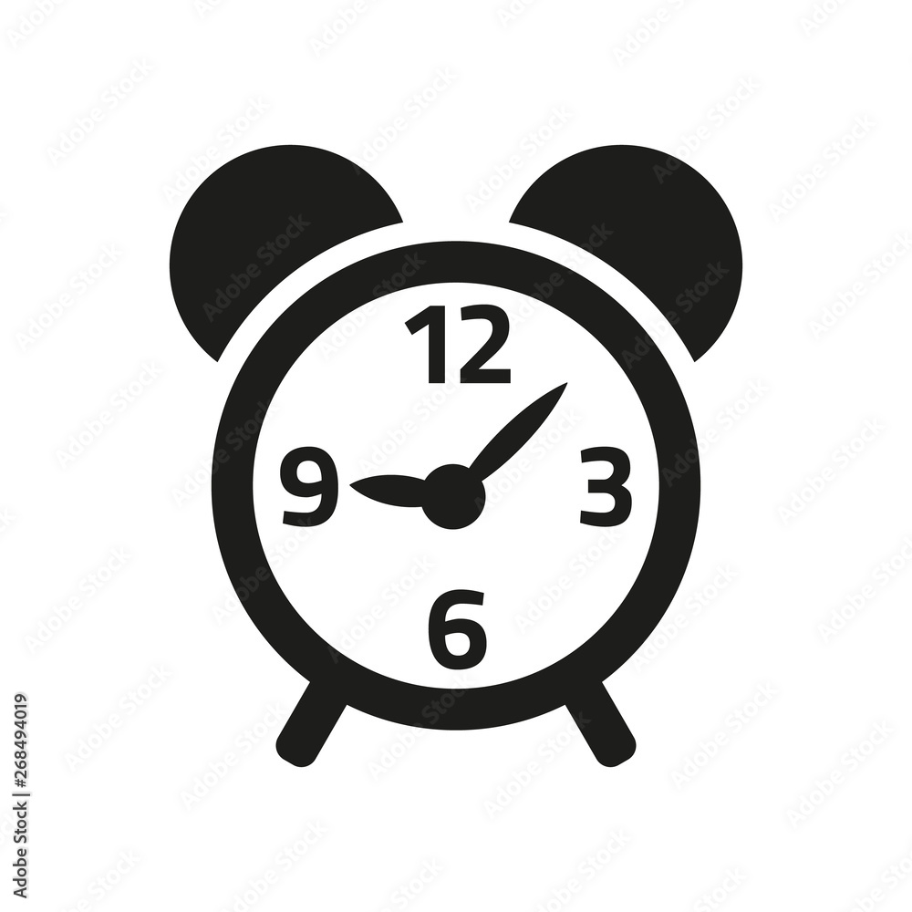 Alarm clock icon on white background. Alarm clock icon on white background.