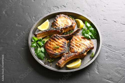 Grilled pork steaks