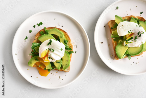 Poached eggs on toasted bread