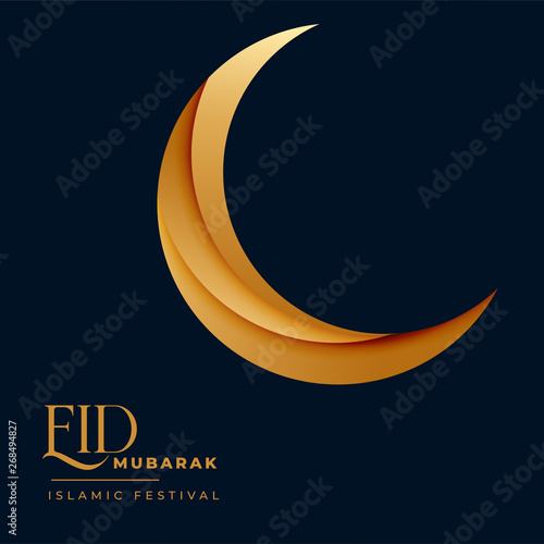 crescent golden 3d moon for eid mubarak