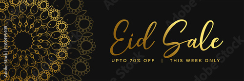 golden islamic mandala style eid sale banner