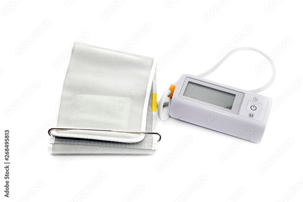 The household tonometer with monitor close-up The household tonometer with monitor close-up